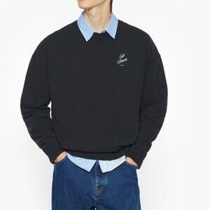 Cafe Kitsune Cotton Long Sleeve Crew Neck Pullover Sweatshirt Black XXL NWT